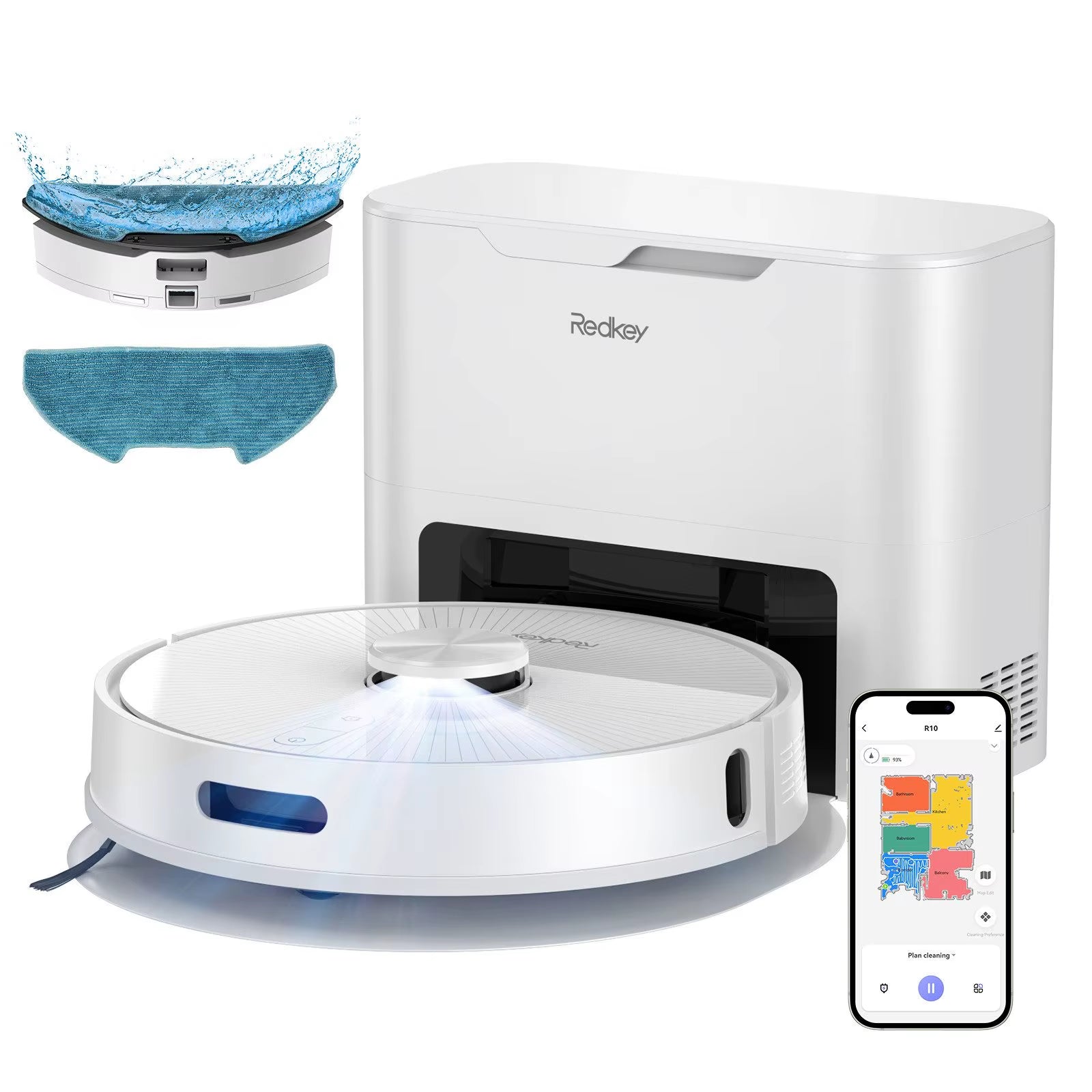 R10 Robot Vacuum Cleaner 2-In-1 Auto Vacuum Mop Wiping Function Lidar Navigation Strong 4000Pa Suction Power 4 L Dust Bag