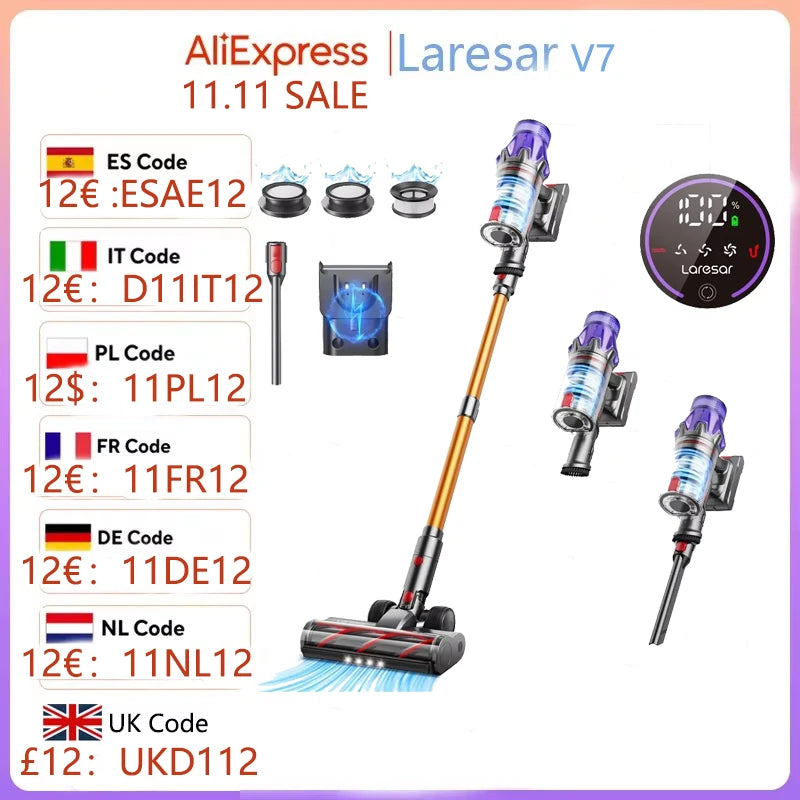 Laresar V7 – Aspirateur Balai Sans‑Fil 500 W / 50 kPa