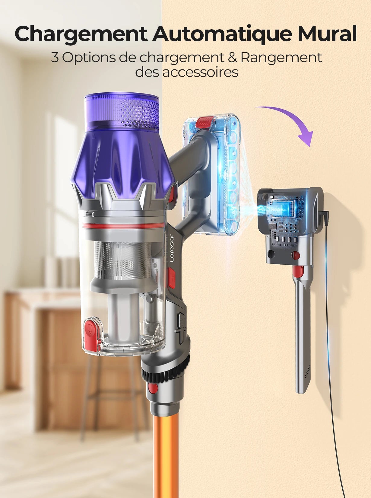 Laresar V7 – Aspirateur Balai Sans‑Fil 500 W / 50 kPa