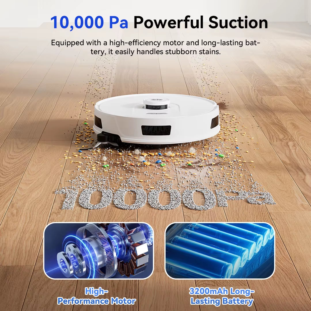 R10 Robot Vacuum Cleaner 2-In-1 Auto Vacuum Mop Wiping Function Lidar Navigation Strong 4000Pa Suction Power 4 L Dust Bag