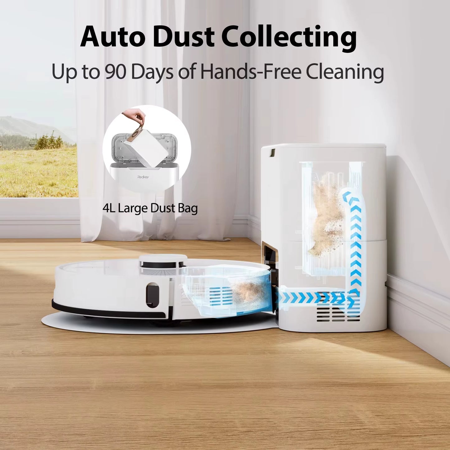 R10 Robot Vacuum Cleaner 2-In-1 Auto Vacuum Mop Wiping Function Lidar Navigation Strong 4000Pa Suction Power 4 L Dust Bag